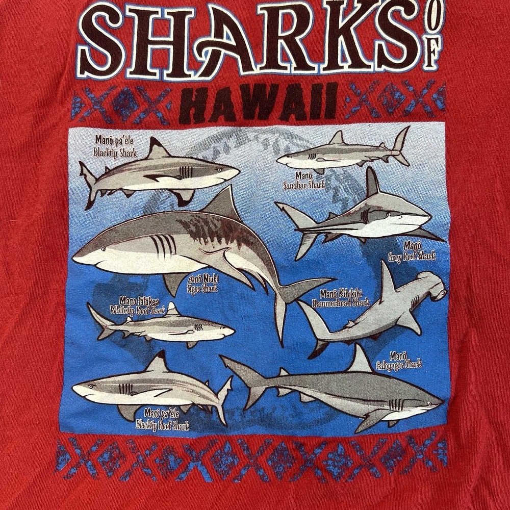 Fruit of the Loom HD Red Cotton Sharks of Hawaii Red Graphic T‎ Shirt Kids Sz XS - Picture 4 of 7